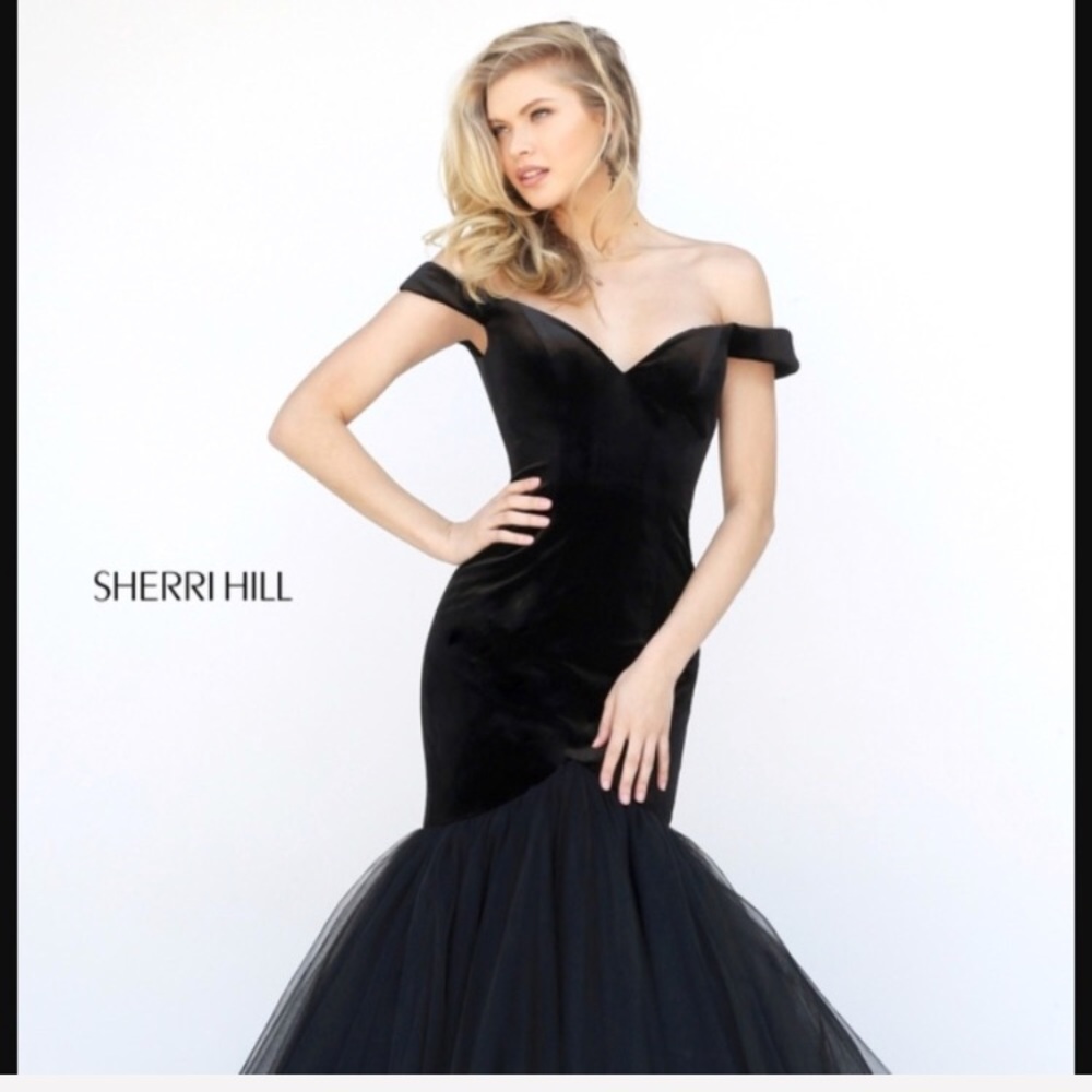 Sherri Hill Black Velvet Gown 50717